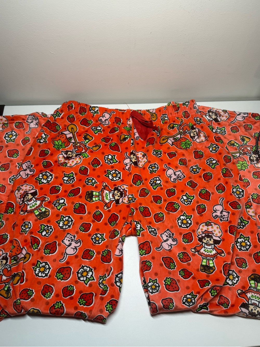 Strawberry Shortcake Pajama Pants Kids XL Red Plush